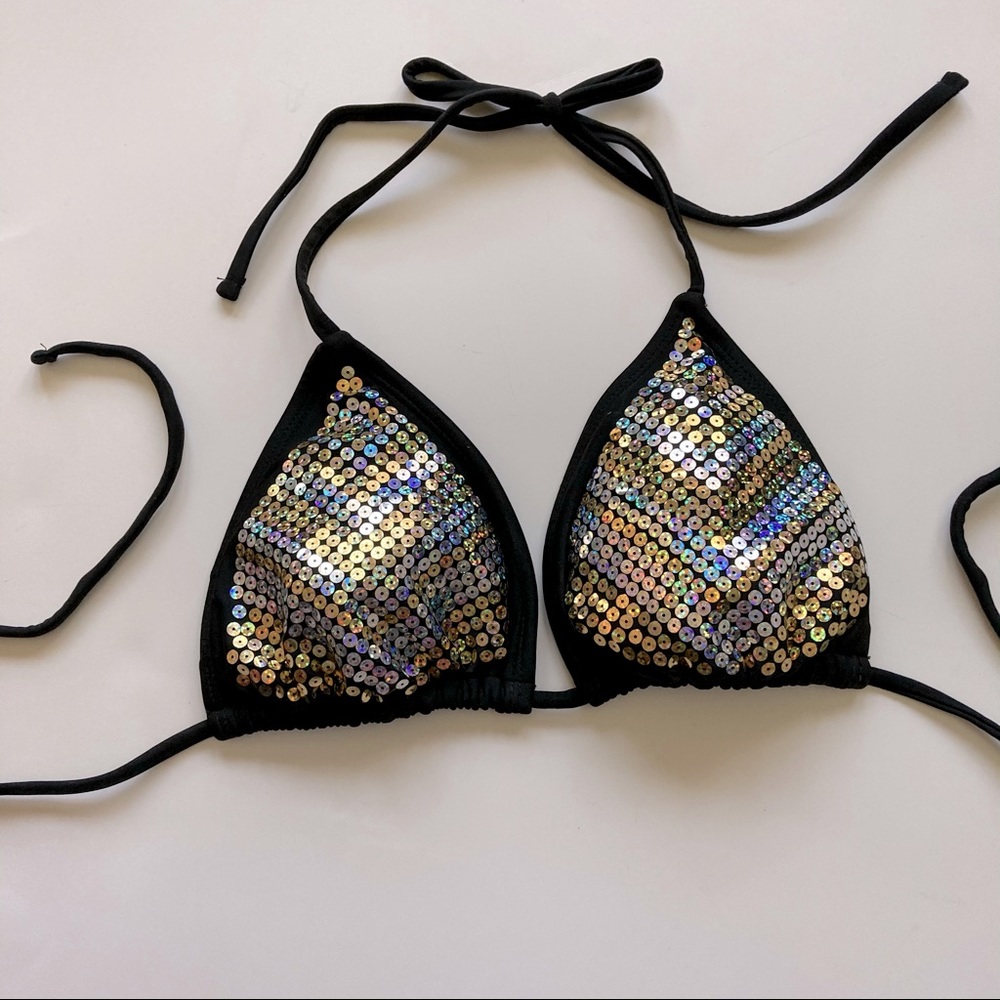 Arizona  Triangle Sequins string Bikini top sz S